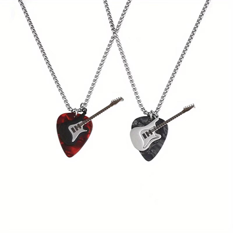 1pc Guitar Pick Pendant Necklace | 316L 316L Stainless Steel Construction-Edgy Music Motif | Rock Style-Statement Jewelry-Unisex Design | Concerts to Music Festivals